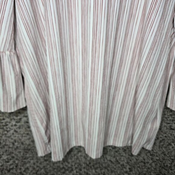 Lucky Brand Top Womens Small Mauve Striped Cold Shoulder Stretch Tee Casual - Picture 5 of 7